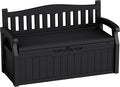 80-Gallon Outdoor Storage Bench with Cushion, Lockable Waterproof Deck Box with Armrests for Patio, Garden, Pool, Black