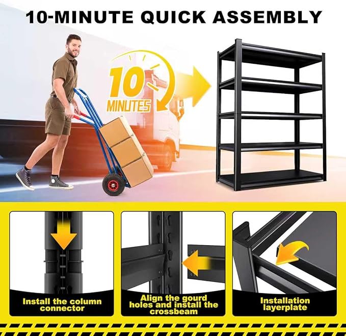 Set of 2 71"H-35"W All Metal Garage Shelving-2050LBS 5 Tier Storage Shelves,Adjustable Heavy Duty Shelving Unit and Storage Large Rack,Utility Steel Shelf For Shop Warehouse Industrial 71"x35"x16"