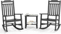 3 Piece Outdoor Rocking Bistro Set, Rocking Chairs Outdoor Furniture, Resin Waterproof Sun-Proof Patio Furniture Set for Garden, Pool, Backyard（3, Black）