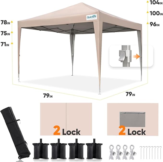 Quictent Privacy 6.6x6.6 Pop up Canopy Tent with Sidewalls and Roll-up Ventilated Windows, One Person Easy Setup, Outdoor Commercial Gazebo Shelter Enclosed Waterproof, Bonus 4 Sandbags