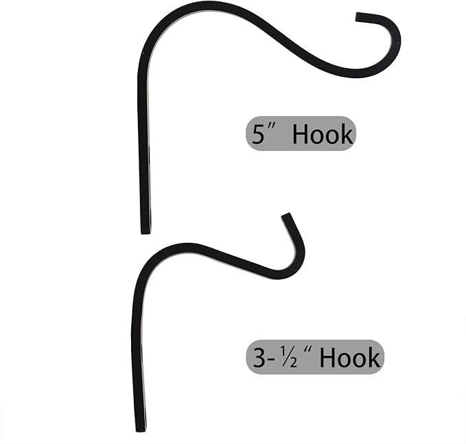 Cast Iron Plant Hooks for Hanging Baskets Indoor, Heavy Duty Plant Hangers Outdoor, Rustic Planter Hook Hanging Lanterns Bird Feeders, 4 Inch (4 Pack)