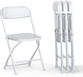 4 PACK White Foldable Plastic Chair | Folding & Stackable | 350 lbs Capacity Steel Frame Seats for Indoor Outdoor | Commercial Use Events Wedding Party Events Bulk Picnic Kitchen Dining
