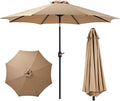 OLIXIS 9ft Patio Umbrella with Tilt and Crank Button & 8 Sturdy Ribs Waterproof, Patio Table Umbrella Perfect for Poolside, Terrace, Beach and Outdoor Restaurant, Khaki
