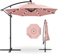 Best Choice Products 10ft Solar LED Offset Cantilever Hanging Market Patio Umbrella, 8 Sturdy Ribs, Easy Adjustment - Rose Quartz