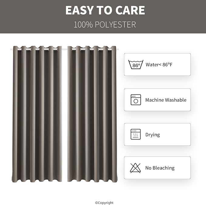 DIVA EN CAMINO DEC Outdoor Patio Curtain Waterproof Darkening Thermal Insulated Indoor Curtains for Bedroom, Porch, Living Room, Pergola, Cabana, W84 x L108, Taupe, Set of 2 Panels