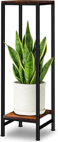41" Tall Plant Stand Indoor, 2 Tier Plant stands for Indoor Outdoor Plants, Heavy Duty Flower Stand Metal Pedestal Stand Modern Display Rack for Living Room, Brown