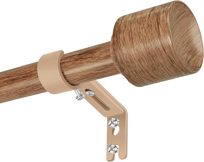 1” Diameter Curtain Rods Itself is 30 to 90 inch 2 Pack Fit 30-84 inch Window with Heavy Duty Adjustable Rod Matte Wood Grain Splicing Metal Extra Long Curtain Rod for Windows