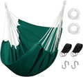 Hommtina Hammock Chair Hanging Rope Swing, Max 300 Lbs Hanging Chair with Pocket & Durability Perfect for Outdoor, Home, Bedroom, Patio, Yard (Pillows NOT Included,Dark Green)