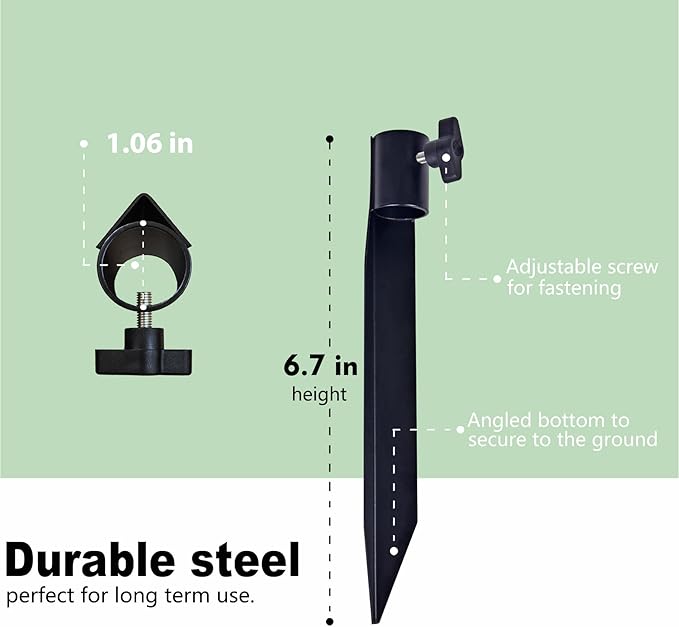 Outdoor Metal Stakes for Ground, Garden Stakes for Lights,Used for Replacement Metal Ground Spike in Live Flame Torches and Solar Lights-6.7 Inch (Black 6 Pack)