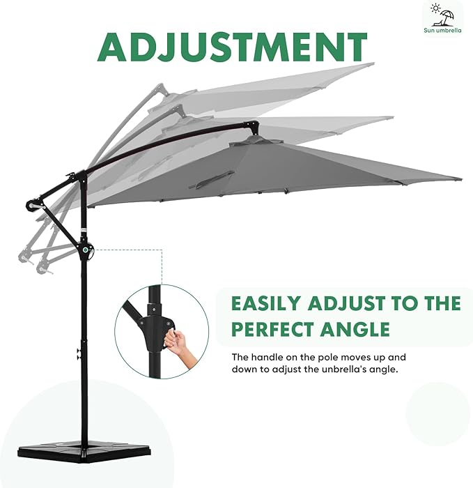 NEWBULIG 10FT Patio Umbrella, Offset Cantilever Outdoor Patio Table Umbrella, UV Protection, Fade Resistant Fabric, Easy Tilt Adjustment for Pool, Deck, Garden, Backyard