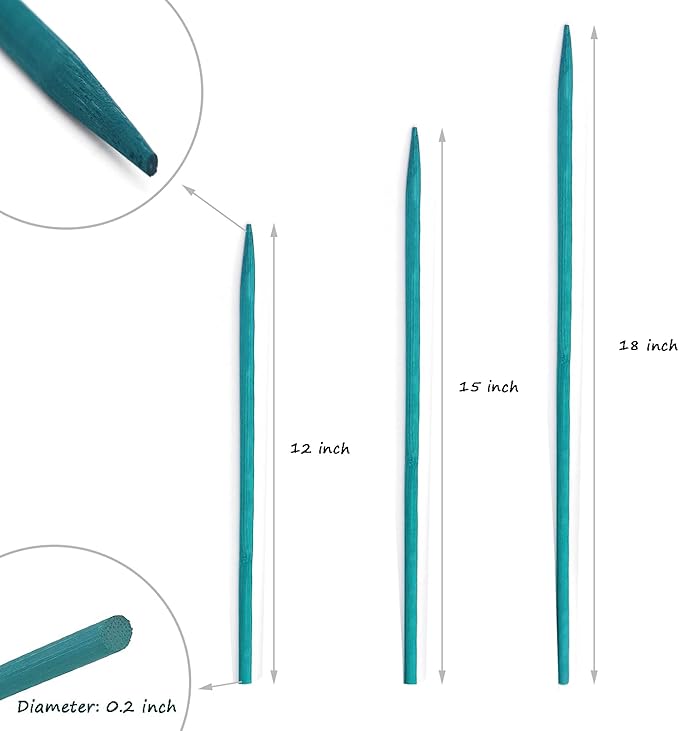 Garden Wood Plant Stakes Green Bamboo Sticks,HAINANSTRY Sturdy Floral Plant Support Stakes Wooden,Wooden Sign Posting Garden Sticks(25 Pack 15 Inches)