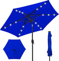Best Choice Products 7.5ft Outdoor Solar Market Table Patio Umbrella for Deck, Pool w/Tilt, Crank, LED Lights - Resort Blue