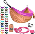Gold Armour Camping Hammock - XL Double Hammock Portable Hammock Camping Accessories Gear for Outdoor Indoor with Tree Straps, USA Based Brand (Peach and Pink)