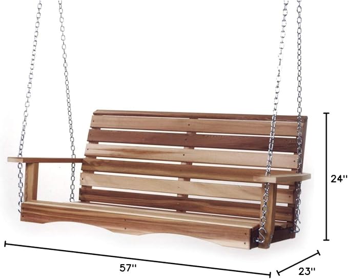 All Things Cedar Wooden Porch Swing, Outdoor Patio Furniture, 4 Foot, Natural