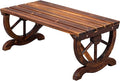 VINGLI Rustic Wooden Wheel Bench Outdoor Bench, Patio Bench Wagon Slatted Seat, Garden Benches for Outdoors 350lbs High Capacity, Weather Resistance (Rustic, 38in)