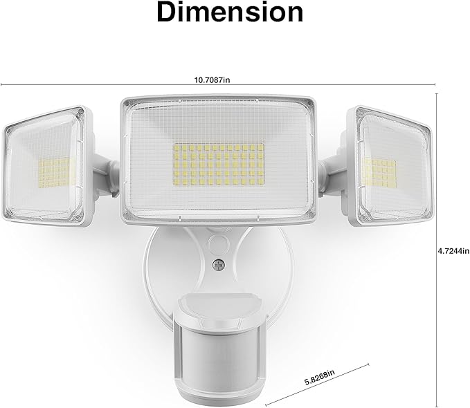 Onforu 100W LED Motion Sensor Outdoor Lights, Dusk to Dawn Flood Light Outdoor Motion Sensor, Hardwired Security Lights Floodlights Outside 11000LM 6500K Daylight IP65 Waterproof (White)