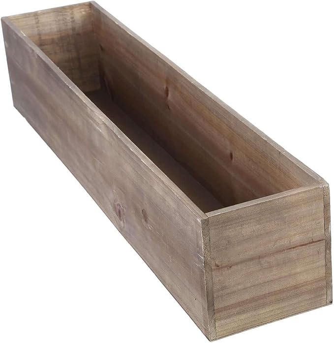Efavormart 30"x6" Natural Wood Planter Box with Plastic Liner, DIY Rustic Rectangle Wooden Box for Succulents, Long Wedding Table Centerpieces and Farmhouse Party Decor