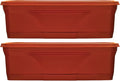 Southern Patio 36 Inch Rectangular Plastic Medallion Hanging Windowsill and Garden Box Planters with Drainage Holes, Terracotta (2 Pack)