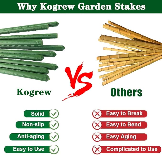 2Feet 24inch Garden Stakes Sturdy Plant Sticks Support Tomato Stakes for Vegetable,Pack of 20