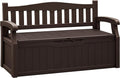 Flamaker 80 Gallon Storage Bench Outdoor Indoor, Durable All-Weather Seating with Hidden Storage, Lockable Deck Box for Garden, Patio, Poolside (Brown)