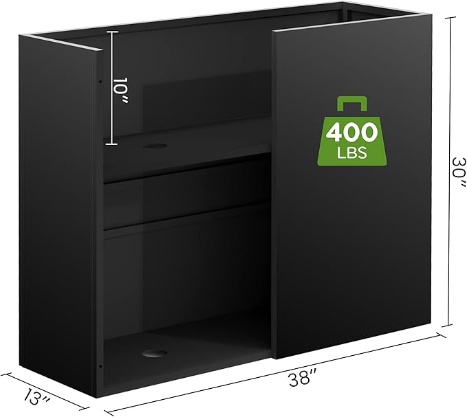 Tall Metal Planter for Outdoor Plants,38"Lx13"Wx30"H All-Weather Durable Plant Box,Large Rectangular Planter with Drainage Holes & Removable Shelf,Modern Decor for Tall Small Plants, Trees, Flowers