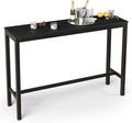Outdoor Bar Table, 55" Patio Bar Height Counter Console Table, Black Waterproof HDPS Slatted Top and Bronze Leg, Weather Resistant, Hot Tub, Balcony, Yard, Indoor or Outdoor Use