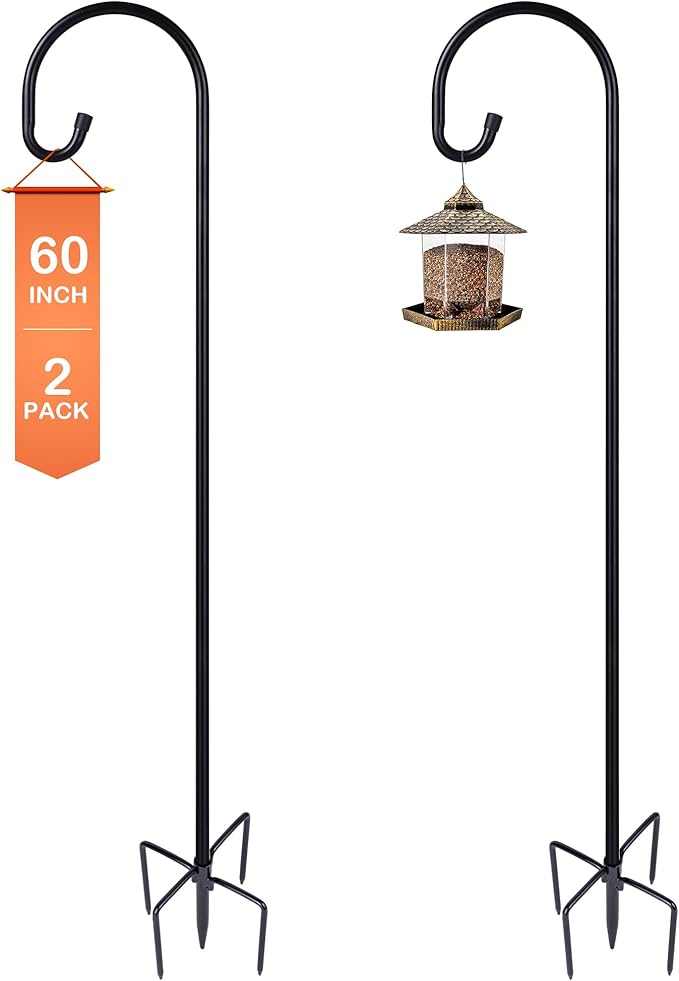 Ottsuls Shepherd-Hooks Adjustable for Bird-Feeder Lantern Plant-Hook Garden-Stake - Plant Stand Hanger for Outdoor Flower Basket, Bird Feeder Hanger Weddings Décor