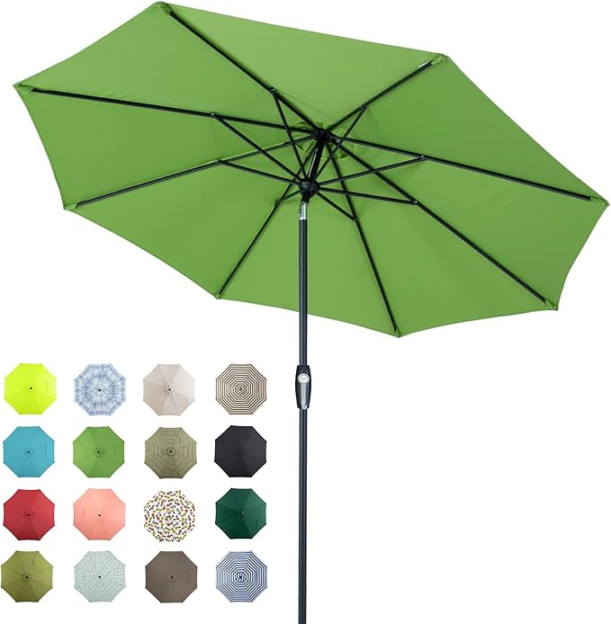 Tempera Patio Market Outdoor Table Umbrella with Auto Tilt and Crank, Large Sun Umbrella with Sturdy Pole & Fade Resistant Canopy, Easy to Set