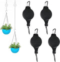 4PCS Plant Pulley Retractable Pulley Plant Hanger Hanging Flower Basket Hook Adjustable Retractable Plant Pulley Hangers - Versatile Height Hooks for Hanging Baskets, Flower Pots, and Bird Feeders