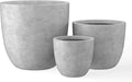 Kante 18",14",10" Dia Concrete Round Planters (Set of 3), Outdoor Indoor Large Planter Pots with Drainage Hole and Rubber Plug for Home Patio Garden, Natural Concrete