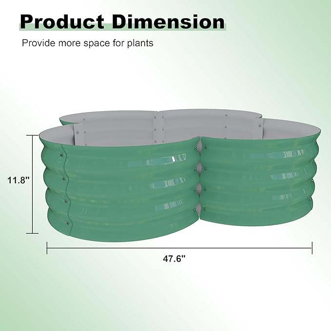 GarveeLife 2-Pack Galvanized Raised Garden Bed – Rust-Resistant Petal-Shaped Outdoor Planter Box with Open Base for Herbs, Veggies & Flowers, Ground-Connected Design for Deep Root Growth,Green