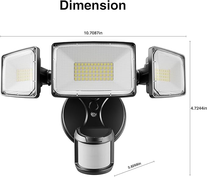 Onforu 100W LED Motion Sensor Outdoor Lights, Dusk to Dawn Flood Light Outdoor Motion Sensor, Hardwired Security Lights Floodlights Outside 11000LM 6500K Daylight IP65 Waterproof (Black)