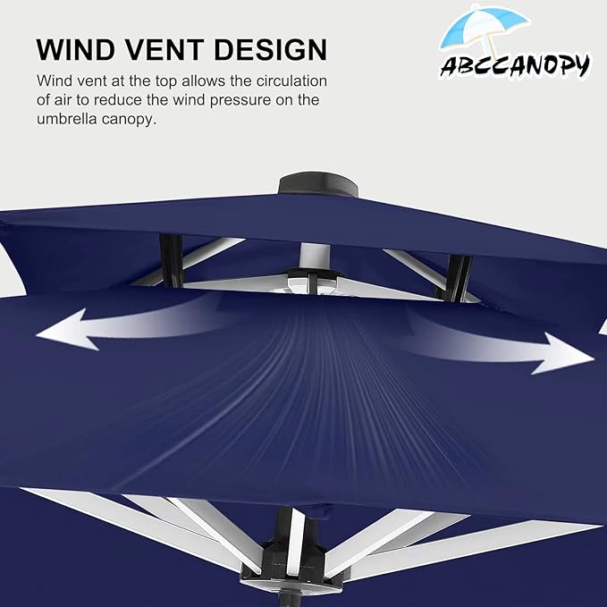 ABCCANOPY Patio Umbrella Cantilever Double Top Outdoor Offset Umbrella with 360° Rotation