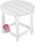 LZRS Round Adirondack Patio Side Table End Table, Outdoor Side Tables for Patio, Backyard,Pool, Indoor Companion, Easy Maintenance & Weather Resistant(White)