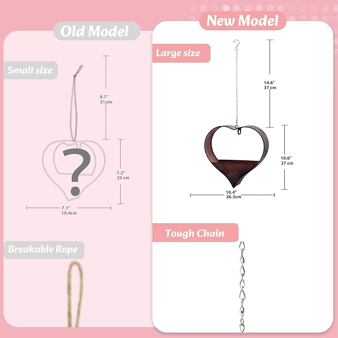Metal Plant Hangers Indoor and Outdoor: Easter Gifts for Mom Women Her Wife Garden Lovers Birthday - Heart Shape Hanging Planters for Window Wall Living Room Office Decor(Rustic)