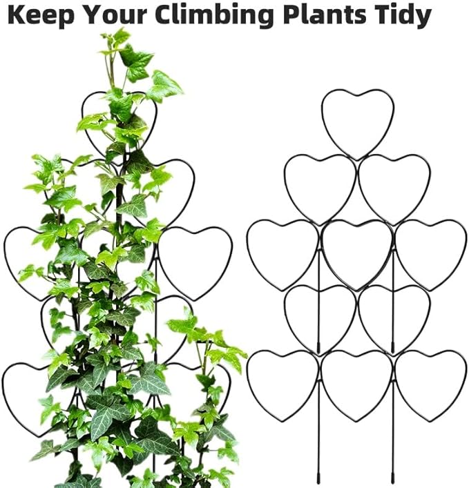 Garden Plant Trellis for Indoor Plants, Stackable Heavy Duty Metal Trellis Supports for Climbing Plants or Houseplants, 3 Pack, Black, 12"(W) x 14"(H)