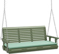 VINGLI Heavy Duty 880 LBS Patio Wooden Porch Swing Outdoor with Extra Cushion, Farmhouse Hanging Bench Tree Swing with Adjustable Chains for Yard | Garden | Lawn | Balcony (5 FT, Green)