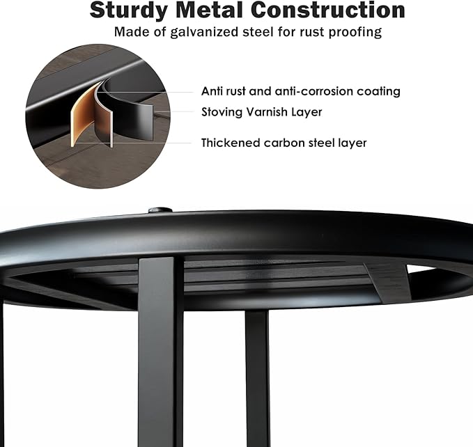Plant Stand Indoor Outdoor,13 Inch Tall Metal Plant Stands Riser,Heavy Duty Wrought Iron Pedestal Holders for Large Flower Pot,Outside Rust-Proof Black Flower Display Shelf for Patio,1-Pack