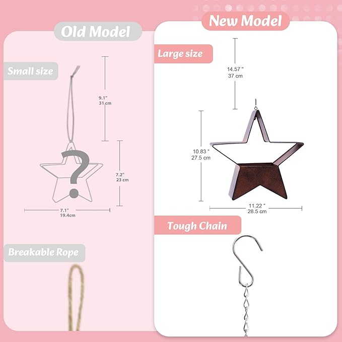 Metal Plant Hangers Indoor and Outdoor for Mom Women Her Wife Garden Lovers Birthday - Star Shape Hanging Planters for Window Wall Living Room Office Decor(Rustic)