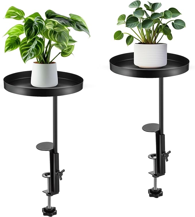 2 Pcs Window Sill Plant Shelf 7.9''D x 14.2''H Adjustable Window Shelf Windowsill Clamp Tray for Indoor Plants Metal Windowsill Extension Tray Planter Floating Shelves for Indoor Outdoor