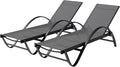 Shintenchi Patio Chaise Lounge Set of 2, Pool Chaise Lounge with Arm,Outdoor Lounge Chair with 5 Adjustable Backrest,Sunbathing Recliner,Beach Chair,Pool Chairs,Dark Grey