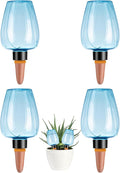 4 Pcs Plant Watering Globes Self Watering Planter Insert Plants Top Fill Water Device Plastic Water Bulbs Slow Release Terracotta for Plants, Blue