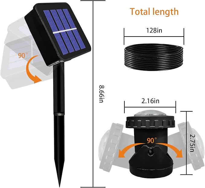 Solar Spot Lights Outdoor, LED Waterproof Pond Light Solar Spotlight Underwater Light Security Lighting Dark Sensing Auto On/Off Adjustable Lighting Angle, for Outdoor Lawn Fish Tank Pool (1 Pack)