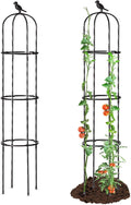 Garden Trellis for Climbing Plant Outdoor, 67" Tall Round Cucumber Trellis Plant Supports for Vines Flower Climbing Rose Clematis Vegetable Tomato Trellis, 1PC, Black