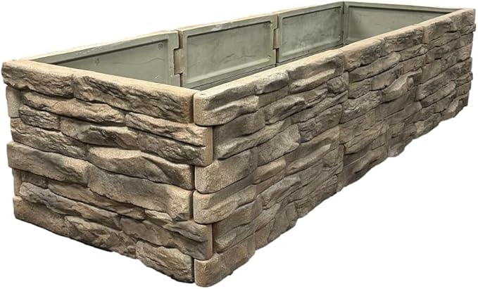 Raised Garden Bed Tan/Brown Ledgestones Composite Polyurethane Natural Look Stone Garden Planter Box (6-Pack)