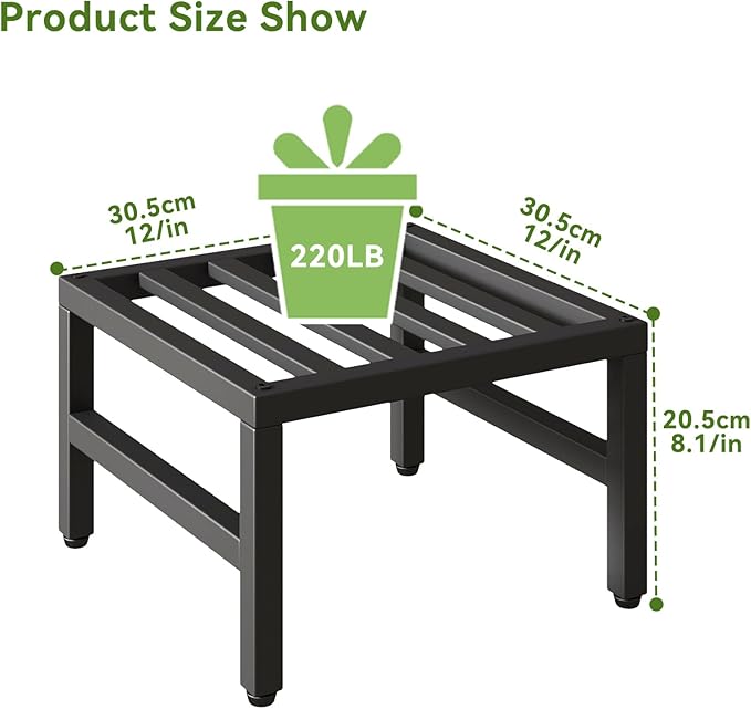 IBUYKE 2 Pack Metal Plant Stand Indoor Outdoor, Heavy Duty Small Flower Pot Stand, Modern Square Plant Shelf Flower Stand for Living Room Patio Balcony Garden, Black TMJ075B-2