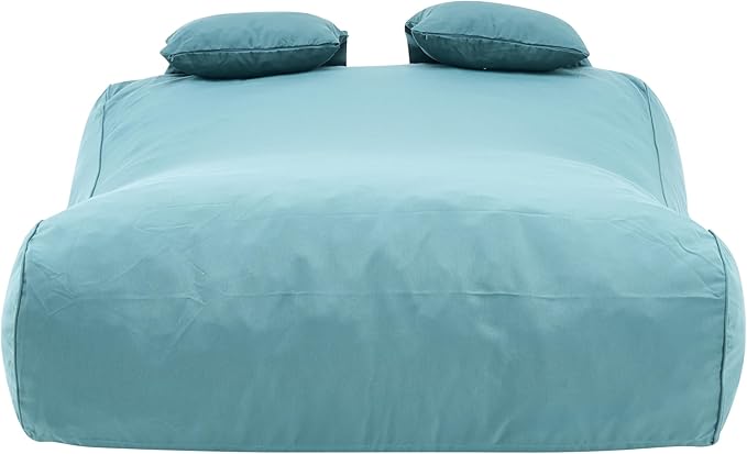Merax Outdoor Bean Bag Chair Sun Lounger for 2 Adult, 73" Big Comfy Outdoor Bean Bag Daybed Couch with Headrest, Water-Resistant Fabric Patio Chaise Lounger Chair for Pool Balcony Beach Deck, Teal