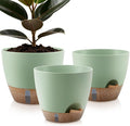 Self-Watering Plant Pots with Water Level Indicator, Drainage Holes & Saucers – 12/10/9 Inch Large Plastic Planter Set for Indoor & Outdoor Plants (Green)