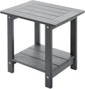 Double Adirondack Outdoor Side Table Weather Resistant, Outdoor Rectangular Patio End Table for Adirondack Chair, Grey