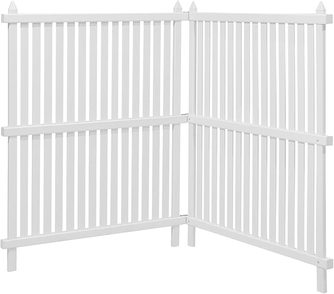 VEVOR 2 Panels Outdoor Privacy Screen, 36 x 45 in Air Conditioner Fence with 19.7 in Ground Stakes, Pool Equipment Enclosure, Strip Vinyl Privacy Fence, Ideal for Trash Can and A/C Units, White